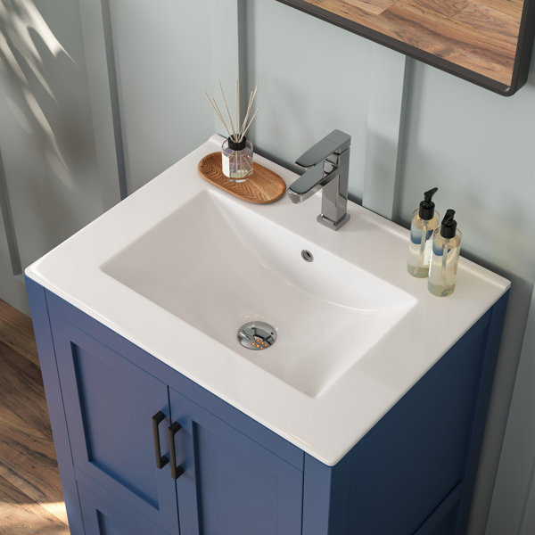 DeerValley 24" White Rectangular Single Bathroom Vanity Top with Sink ...